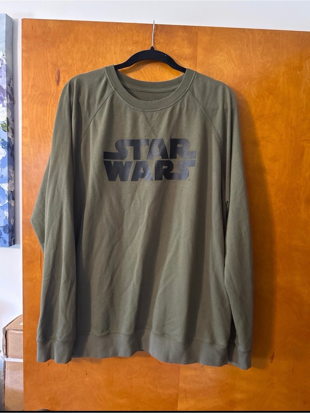 Star Wars Olive Green Disney Parks Crewneck Sweatshirt with Black Logo
